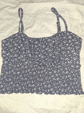 Hollister Blue Floral Smocked Cami Tank